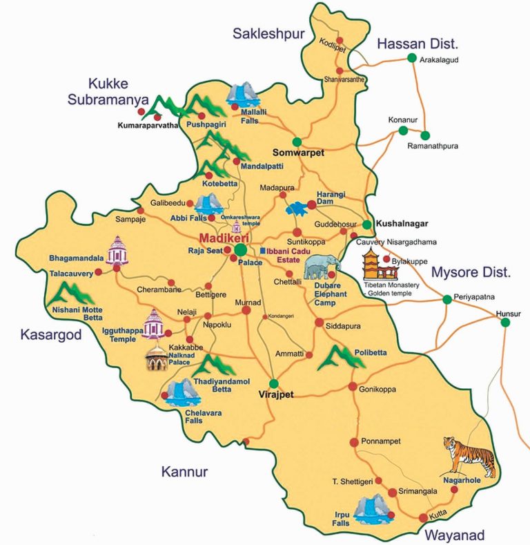 Coorg Tourist Places Map